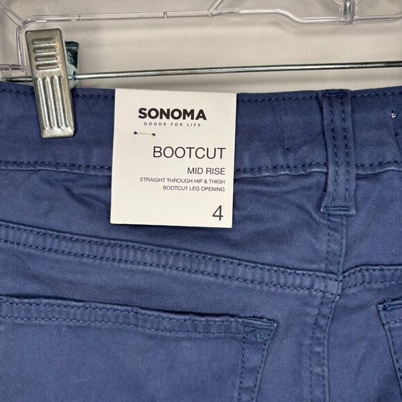 SONOMA NEW Women 4 Bootcut Jean Mid Rise Pacific Typhoon Blue Stretch 5 Pocket - Picture 2 of 6